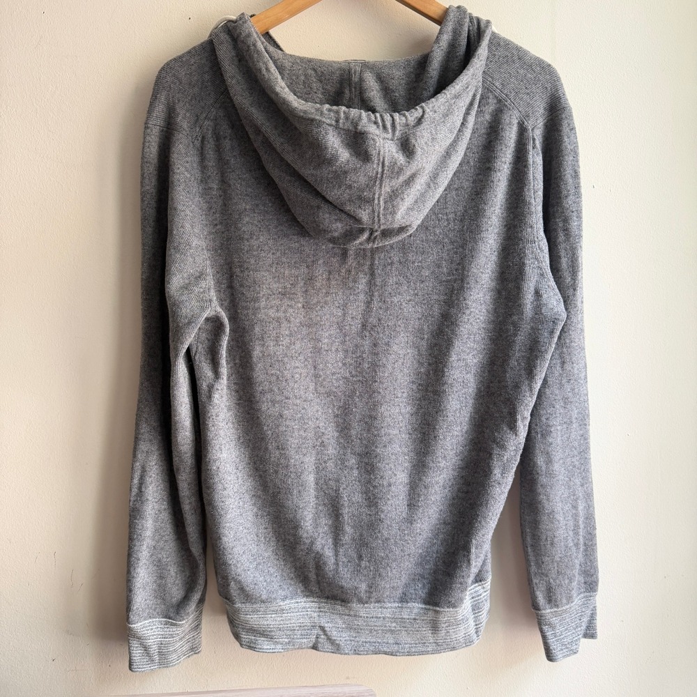 J.Crew Cotton Henley Hoodie Sweater Gray Medium - Picture 4 of 8